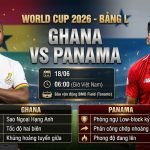 Poster nhận định trận đấu Ghana vs Panama tại bảng L World Cup 2026 trên Gavang TV với sự xuất hiện của Semenyo và Godoy.