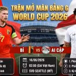 Nhận định trực tiếp trận đấu Bỉ vs Ai Cập tại bảng G World Cup 2026 - Gavang TV