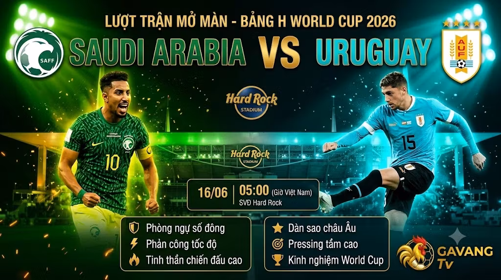 Nhận định trận đấu Saudi Arabia vs Uruguay tại bảng H World Cup 2026